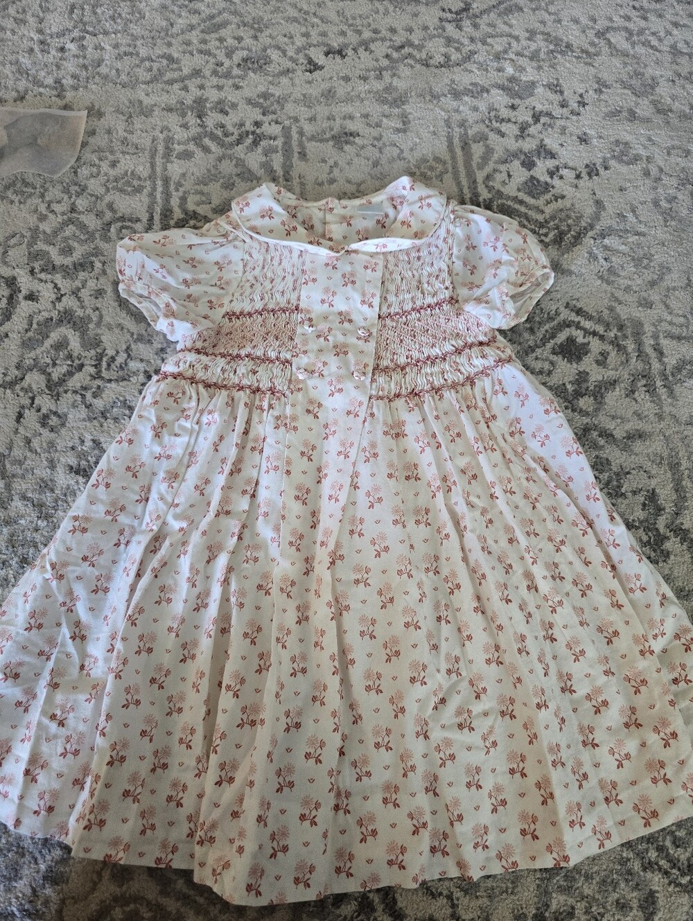 Edgehill Collection Girls Pink Floral Smocked Dress